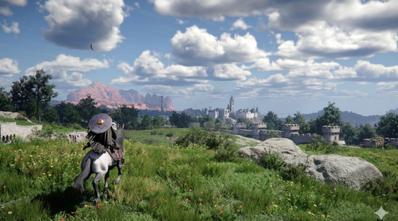 Captura de pantalla de combate de Crimson Desert en mundo abierto, destacando el realismo gráfico del motor BlackSpace Engine para el lanzamiento en 2025-2026.