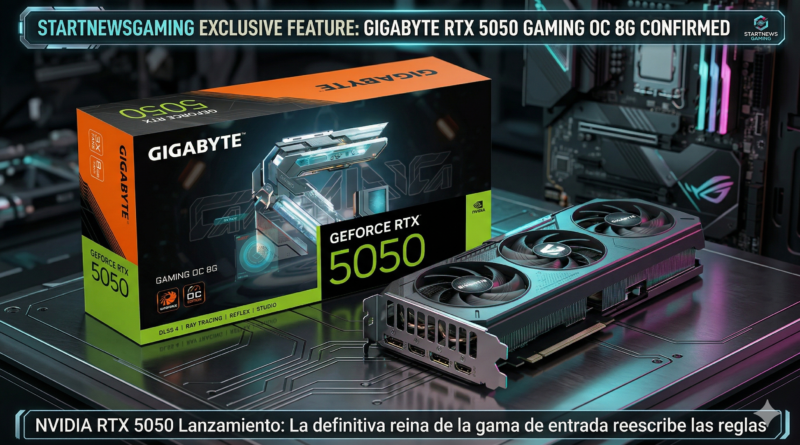 Tarjeta gráfica NVIDIA GeForce RTX 5050 Founders Edition, el modelo de entrada de la serie RTX 50 Blackwell con diseño compacto para PC gaming en 2026.