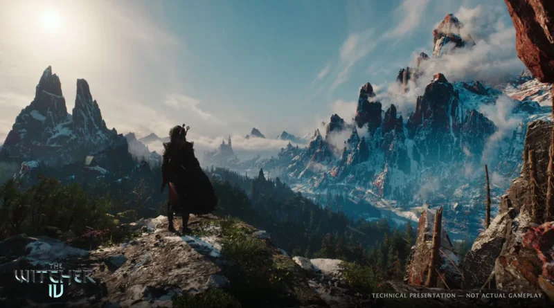 The Witcher 4 gameplay Unreal Engine 5.5: Key art promocional del medallón de la Escuela del Lince bajo la nieve, anuncio oficial de CD Projekt Red en 2026.